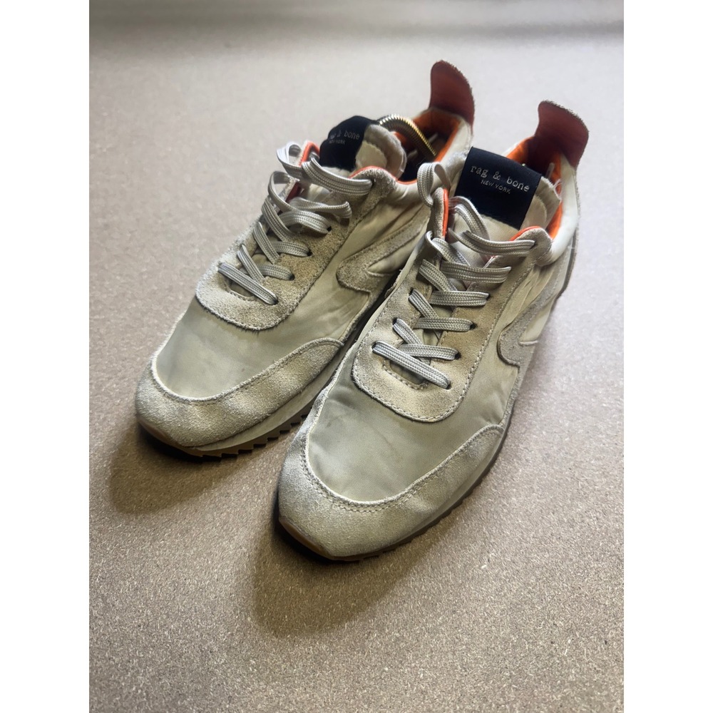 Rag‎ Bone New York Mens Sneakers Shoes Cream Suede Nylon Lace Up Size 39